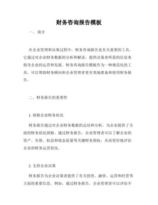 專業(yè)財(cái)務(wù)顧問咨詢報(bào)告
